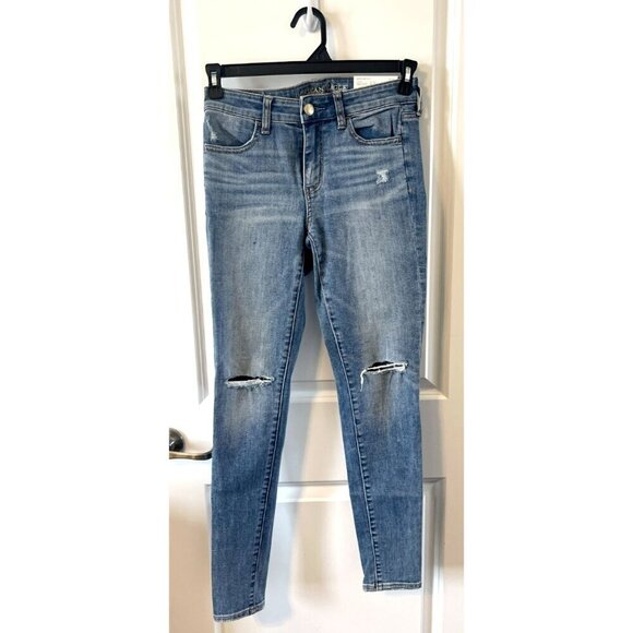 AE Denim - NWT AE American Eagle Hi-Rise Jegging Super Stretch X Denim Jeans 6 Distressed